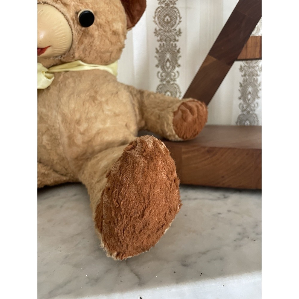 Vintage Very Old‎ Plush Teddy Bear Rubber Nose /Mouth Button Eyes - 1950s Estate - Picture 5 of 11